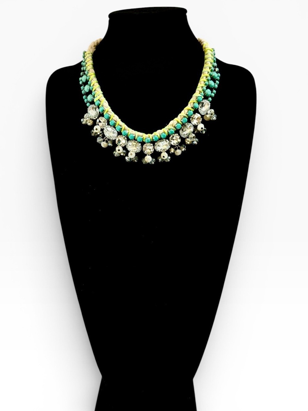 LOFT Crystal & Turquoise Rope Statement Necklace | Resort Glam | NWT